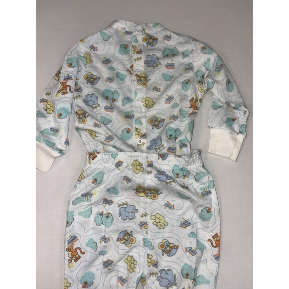 VTG Carter's 2pc Snap on Footed Pj's Bear Elephant Sleep Baby Sleeper 18 Months - Picture 1 of 15